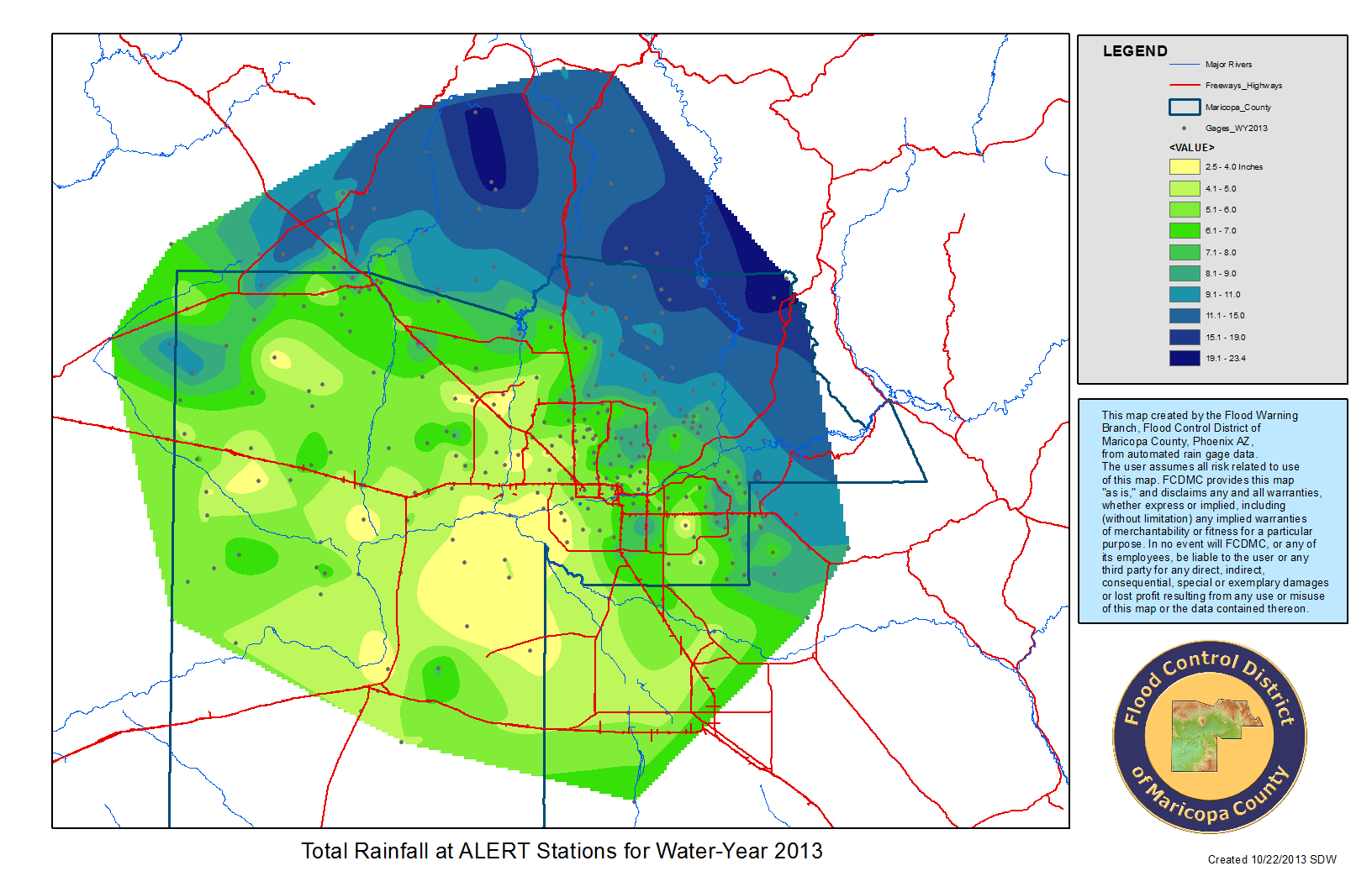Maricopa Flood Control Rainfall Map Rainfall Data | Maricopa County, Az